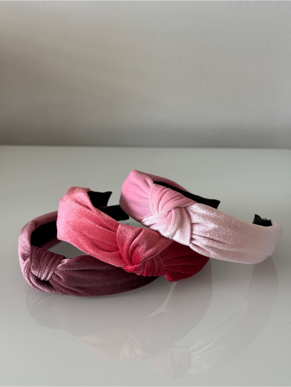 Set of Three Pink Velvet Headbands Lot of 3